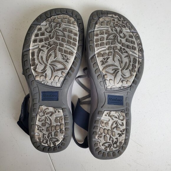 Skechers Women's Reggae Slim Takes Two Sandals Gray Blue Women's Size 8 - Picture 9 of 9